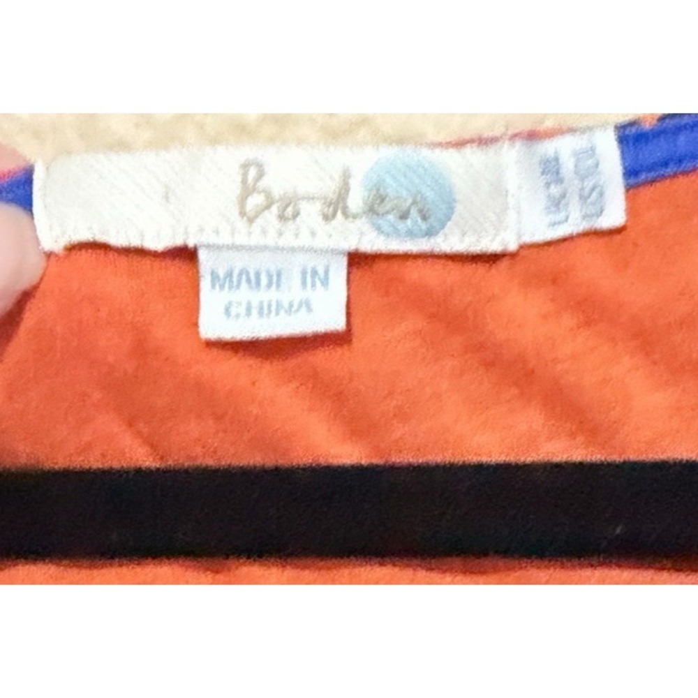 BODEN Dress Floral SZ 10 L Midweight Lined Orange Blue Cinched waist - Picture 4 of 7